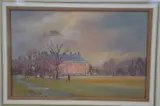 Georgian red brick houses on a winters day, and companion study, pastels by David Mynett, drawing, sold Jan 2018