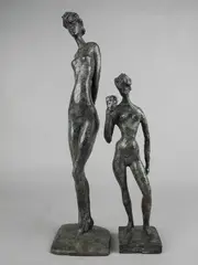 Lady with a mask, a bronze limited edition sculpture 10/48, height by Sean Crampton, bronze, sold Jan 2018