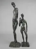 Lady with a mask, a bronze limited edition sculpture 10/48, height by Sean Crampton, bronze, sold Jan 2018