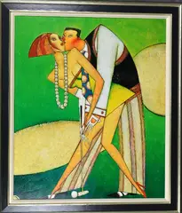 'Golfers', a giclee limited edition print on linen canvas, by Andrei Protsouk, giclee, sold Jan 2018