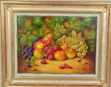 'Fruits', an original oil on board, initialled by the artist, framed, image by John F. Smith, oil on board, sold Dec 2017