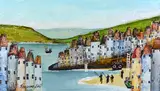 'A Cornish Harbour' scene, an original oil on board, signed by the artist, unframed, by Rozanne Bell, oil on board, sold Dec 2017