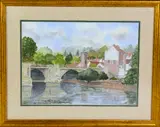 a watercolour painting of a river and bridge, signed, framed, approximately 36cm x 26cm by I.s. Hodge, watercolour, sold Dec 2017