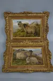 'Highland Sheep' and 'In The Highlands, Sheep', a pair of oils by Charles Jones, 1870, oil, sold Dec 2017