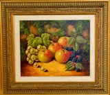 'Still Life - Fruits', oil on canvas, signed by the artist, 25cm x 20cm, framed by John F. Smith, oil on canvas, sold Nov 2017