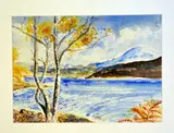 a watercolour painting of a river scene, signed by the artist, 36cm x 25cm, by Bernadette Owens, watercolour, sold Nov 2017