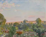 The artist's garden at Stratford Tony, Wiltshire Studio stamp on stretcher verso numbered 129 Oil on canvas 51 x 61cm ++Unlined, good condition by Wilfred Gabriel De Glehn, Oil on canvas, offered Dec 2016
