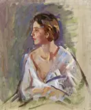 Sketch for Rhoda Studio stamp on stretcher verso numbered 37 Oil on canvas, unframed 76 x 63.5cm Rhoda was a life-model at the Slade School of Fine Art by Wilfred Gabriel De Glehn, Oil on canvas, unframed, sold Dec 2016