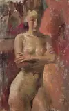 Standing nude Oil on canvas laid on panel 36.5 x 24cm ++Good condition by Bernard Fleetwood-Walker, Oil on canvas laid on panel, sold Dec 2016