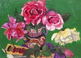 English Roses in an Indian Mimbres bowl Signed and titled on a by Stanley Reginald Wilson, Oil on board, sold Dec 2016