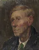 Portrait of a gentleman, wearing a green tie Oil on board 30 x 23cm Provenance: Royal Academy, Summer Exhibition, 1975 ++Good condition by Constance-Anne Parker, Oil on board, sold Dec 2016