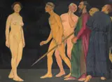 Standing figures Signed, also signed and titled indistinctly on a label verso Oil on canvas 110 x 151cm by Herman Hamann, Oil on canvas, sold Dec 2016