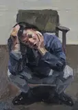 Crouching woman and chair, 1993 Oil on canvas 35.5 x 25.5cm Provenance: Flowers East Gallery, London, No by Tai-Shan Schierenberg, Oil on canvas, sold Dec 2016