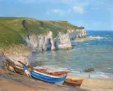 Boats at North Landing, Flamborough Signed Oil on board 60 x 74cm ++Good condition by Walter Goodin, Oil on board, offered Dec 2016