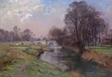 The Long flood bridge at the Leas by James Herbert Snell, Oil on canvas, sold Dec 2016