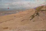 Figures on the beach at Klemskerke by Charles Theunissen, Oil on panel, sold Dec 2016