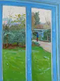 Gardening on a cold day Signed Oil on canvas 102 x 76cm ++Good condition by Margaret Green, Oil on canvas, offered Dec 2016