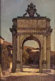 Triumphal Arch Signed and dated 1926 Oil on board 28 x 20cm ++Some bloom, varnish yellowed and one or two patches of pooled varnish by Bertram Nicholls, 1926, Oil on board, sold Dec 2016