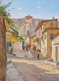 The Acropolis from Pláka, Athens, Greece Signed, also titled and inscribed Gt by Charles Cundall, Oil on canvas, sold Dec 2016