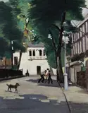 Margaretta Terrace, SW3 Signed, also signed and titled on backing board Oil on canvas 51 x 41cm ++Relined, restored, a scratch down through dog by Adrian Maurice Daintrey, Oil on canvas, sold Dec 2016