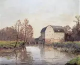 Castle Mill, Dorking Signed Oil on board 50.5 x 61cm Provenance: Admiralty Art Club ++Good condition by John Noble, Oil on board, offered Dec 2016