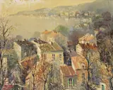 Eze Village, Cote d'Azur Signed, also signed and titled verso Oil on canvas 51 x 61cm Provenance: E by Lucien Delarue, Oil on canvas, sold Dec 2016