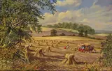 Harvest scene Signed Oil on canvas 50 x 76cm ++Good condition by Don Vaughan, Oil on canvas, offered Dec 2016