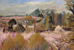 Fruit trees in blossom near East Peckham on the upper by Ronald Ossory Dunlop, Oil on canvas, sold Dec 2016
