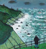 Rough Sea Signed with initials Oil on board 41 x 38cm ++Good condition by Joan Gillchrest, Oil on board, sold Dec 2016