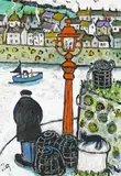 Poor Old Lad's forgotten his Pots! Signed with initials and titled on a label verso Oil on card 17 x 12cm A view of Mevagissey Harbour ++Good condition by Joan Gillchrest, Oil on card, sold Dec 2016