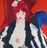 Homage to Renoir, The Theatre, 1973 Signed and dated verso Oil on canvas 101 x 101cm ++Unlined, a little paint separation right side, good condition by Philip Sutton, Oil on canvas, sold Dec 2016