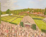 View from the competitor's sunroof during the lawn tennis by Henry Cotterill Deykin, Oil on canvas, sold Dec 2016