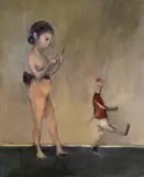 Girl and puppet Oil on panel 35.5 x 29cm Provenance: Fischer Fine Art Ltd., London, 1988, C13.411 ++One or two minor scuffs, good condition by Ansel Krut, Oil on panel, sold Dec 2016