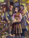 Into the hands of strangers Signed and dated 89 Oil on board 128 x 98cm by Mick Rooney, Oil on board, sold Dec 2016
