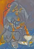 Mother and child Signed, inscribed Dehli and dated 1962 verso Oil on canvas 72.5 x 52cm ++One or two minor scuffs and marks, generally good condition by Khushi Ram Tilwalia, 1962, Oil on canvas, sold Dec 2016