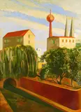 Afternoon in Berlin Signed, also signed and titled verso Oil on canvas 102 x 76.5cm ++Unlined, a little bloom lower right, good condition by Martin Kane, Oil on canvas, offered Dec 2016