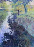Cows by a stream in the Blackdown Hills Signed Oil on board 111 x 80cm ++Good condition by Arthur Karl Maderson, Oil on board, sold Dec 2016