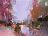 A city river scene Signed and inscribed Demonstration 193 Mixed media on paper or card 52 x 70cm ++Good condition by Oscar R. Goodall, Mixed media on paper or card, offered Dec 2016