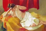 Reclining nude Signed Oil on canvas 70.5 x 100cm by Carl Antonio Longi, Oil on canvas, sold Dec 2016
