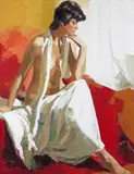 Seated nude Signed Oil on canvas 90.5 x 71cm by Carl Antonio Longi, Oil on canvas, sold Dec 2016