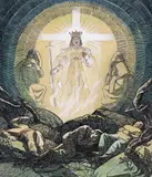 The Transfiguration Signed with initials Pen by Dorothy Webster Hawksley, Pen, ink and watercolour, sold Dec 2016