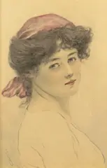 Portraits of young ladies A pair by Charles Prosper Sainton, pencil and wash, offered Dec 2016