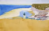 Coastal views Two, both signed and dated 1918 Both watercolour Each 34 x 53cm (2) ++Both with some staining and foxing by Paul Maze, 1918, watercolour, sold Dec 2016