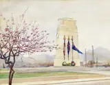 The Cenotaph, Hong Kong; The Peak, Hong Kong Two, both watercolour, on on paper, one on linen 22 x 28cm and 21 x 36cm (2) ++Cenotaph by Winifred Griffen, watercolour, sold Dec 2016