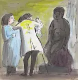 The artist with his model Signed with initials Pen by Edward Ardizzone, Pen, ink and watercolour, sold Dec 2016