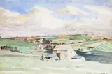 Swinbrook, Oxfordshire Signed, Inscribed Swinbrook and dated 10 April 1931 Watercolour 26 x 38cm Provenance: Alex by James McBey, Watercolour, sold Dec 2016