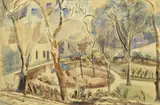 Russell Square Signed, inscribed London and dated 1942 Watercolour over pencil on buff paper 38 x 56cmProvenanceMiss F by Paul Nash, 1942, Watercolour over pencil on buff paper, sold Dec 2016