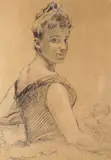 Portrait of Dame Nellie Melba as a young woman Signed Pencil and black chalk 39 x 27cm Provenance: Christie's South Kensington, 10th June 1986, lot 229 by Emile Wauters, Pencil and black chalk, sold Dec 2016