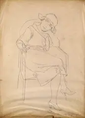 Untitled by Rodolf Schlichter, Pencil on buff paper, sold Dec 2016