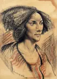 Portrait of a lady by John Copnall, drawing, sold Dec 2016